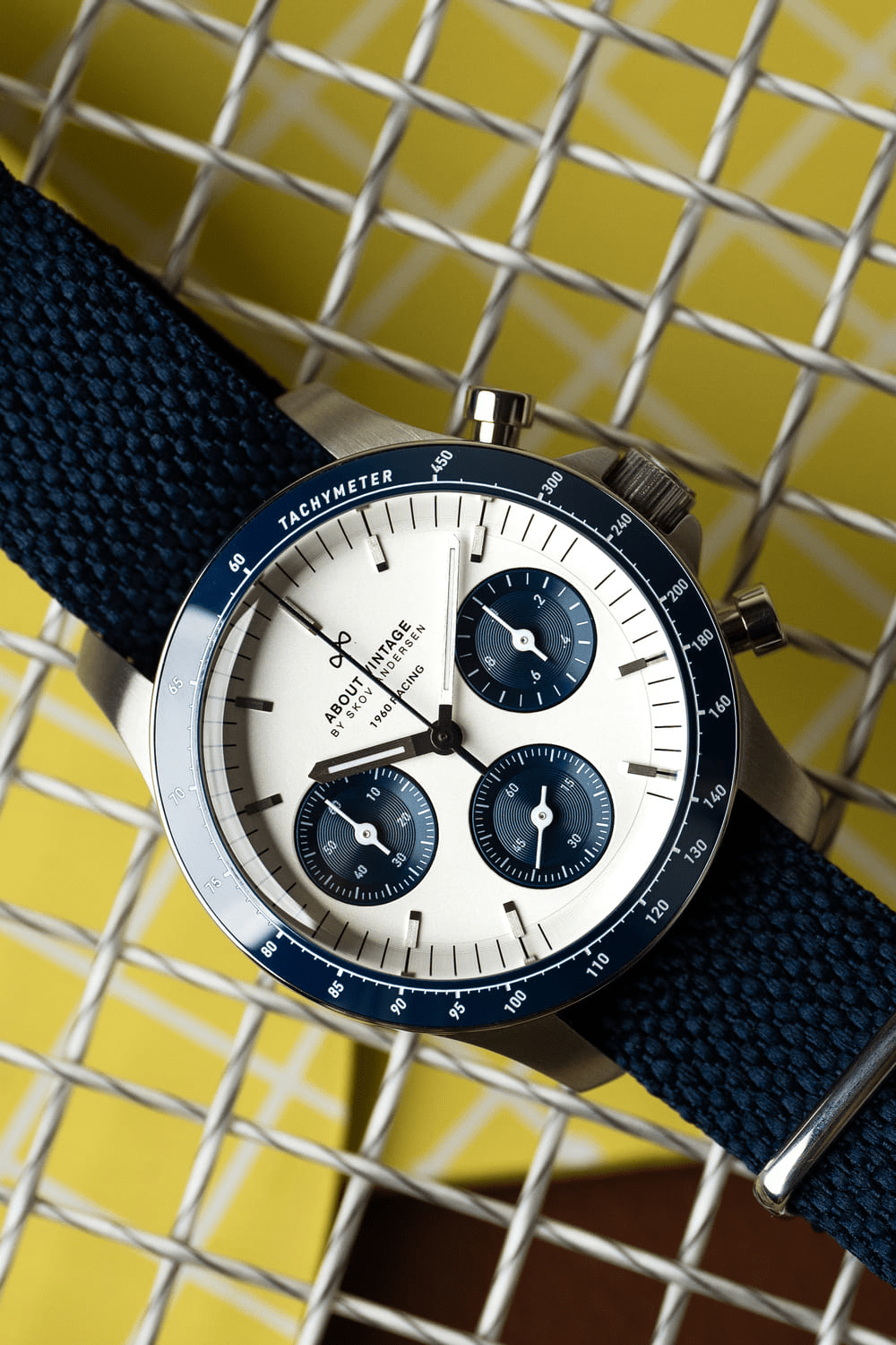 1960 Racing Chronograph, Steel / Navy & White