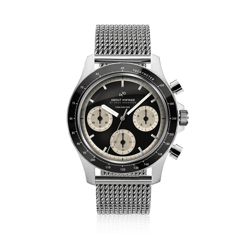 1960 Racing Chronograph, Steel / Black & Off White