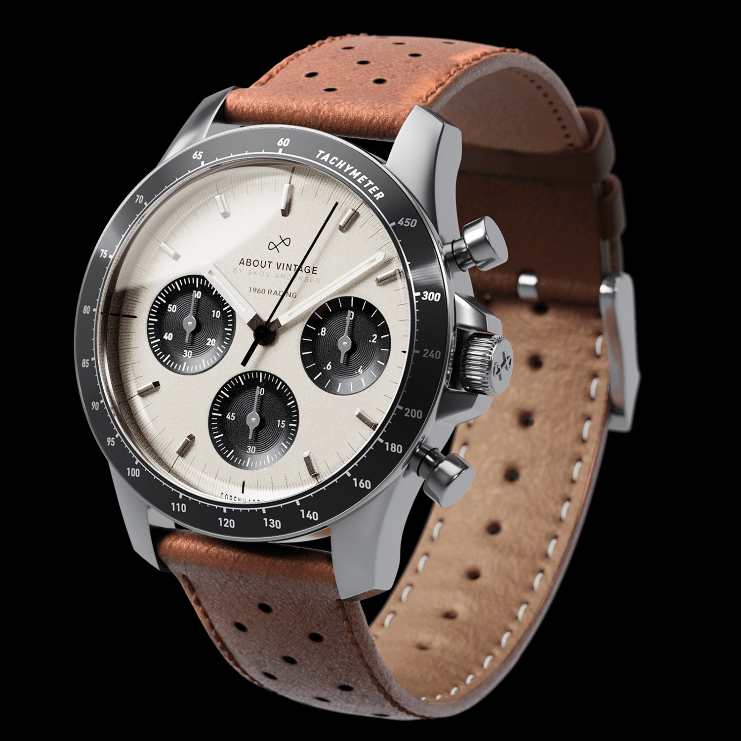 1960 Racing Chronograph, Steel / Off White & Black