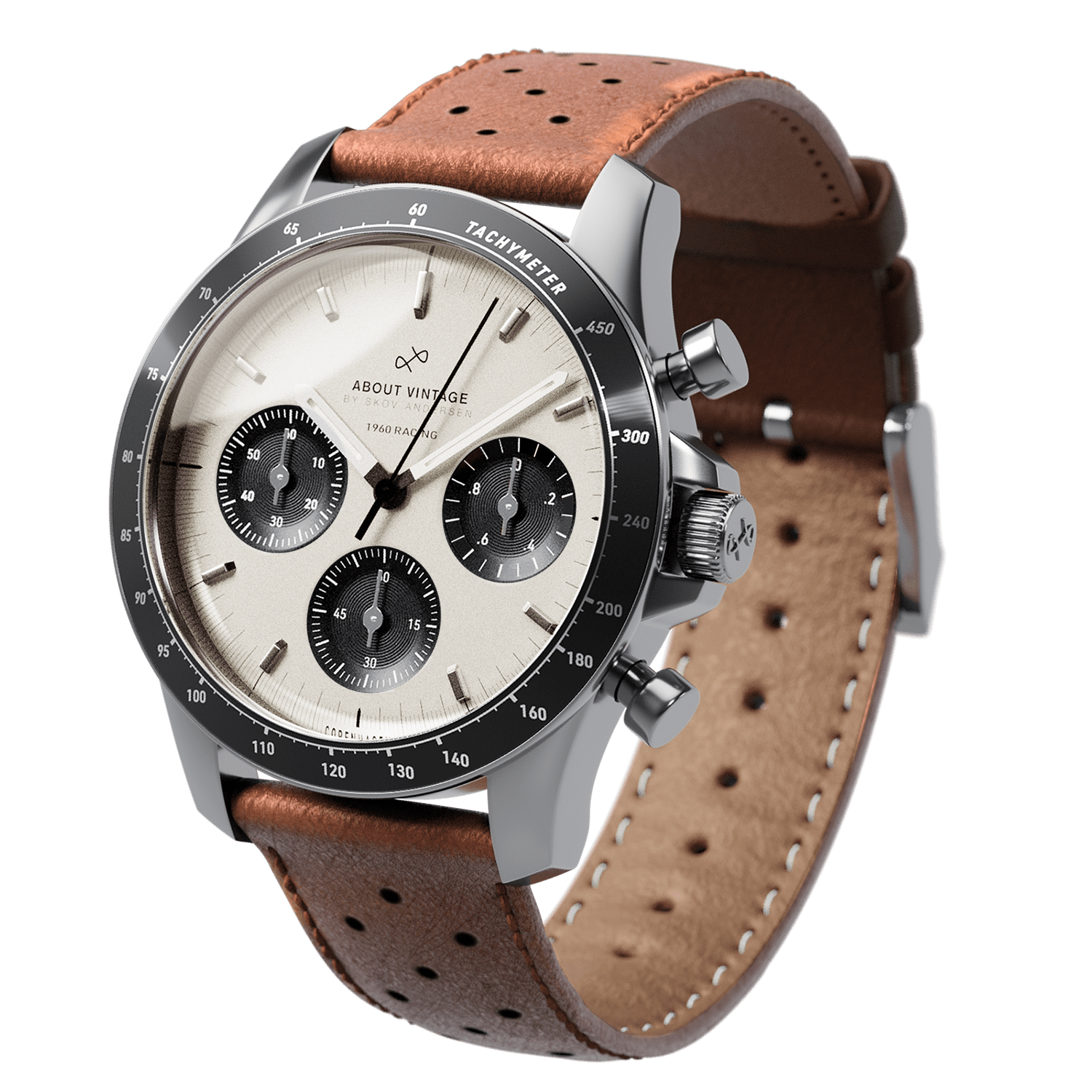 1960 Racing Chronograph, Steel / Off White & Black