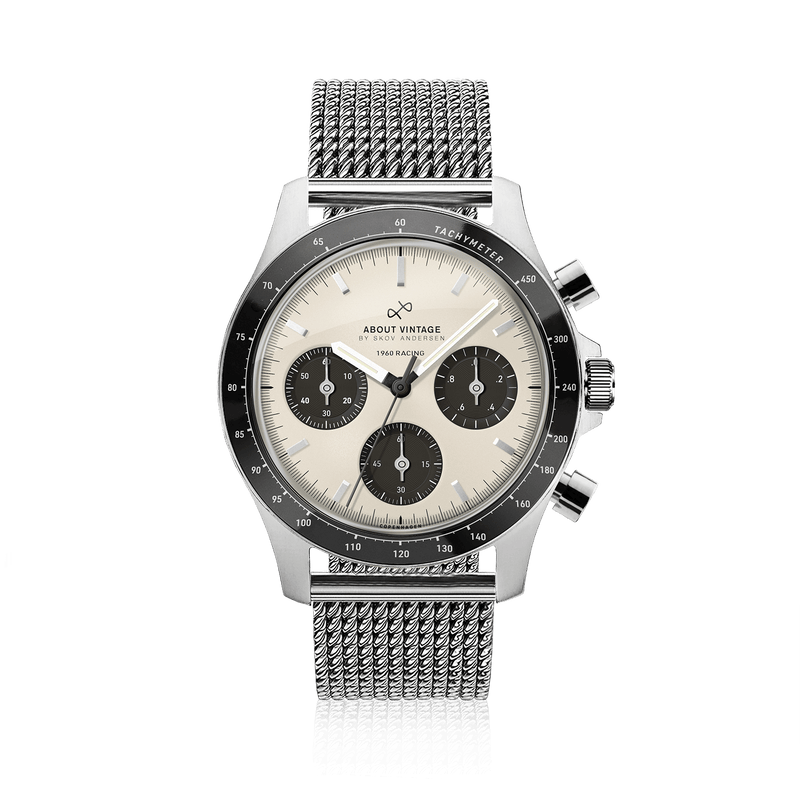 1960 Racing Chronograph, Steel / Off White & Black