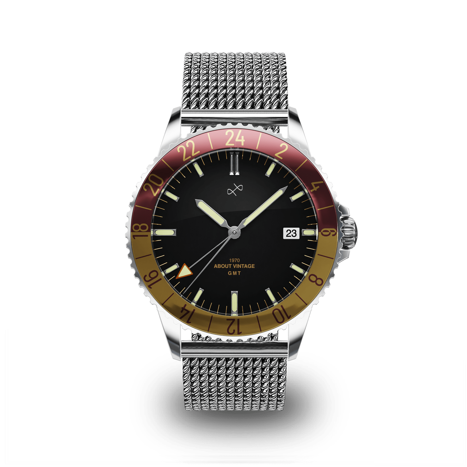 1970 Haagen GMT Automatic, Steel / Burgundy - Swiss Made