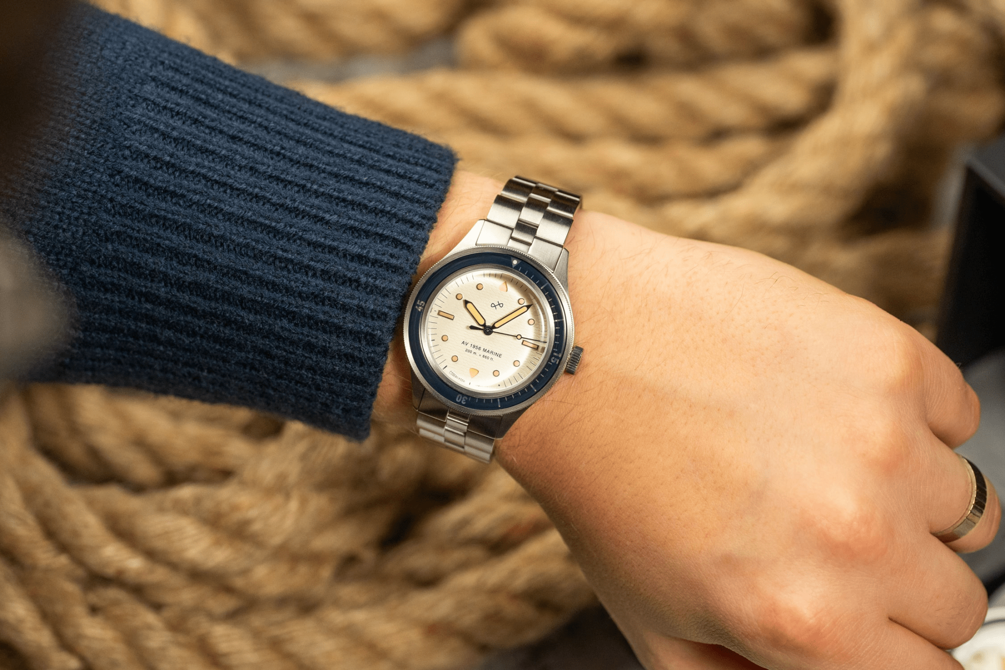 1956 Marine, Steel / Navy & Off White