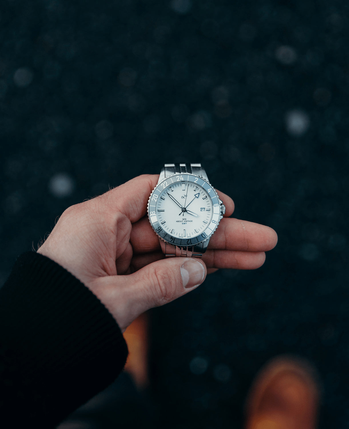 1970 Glacier GMT Automatic, Steel / White - Swiss Made